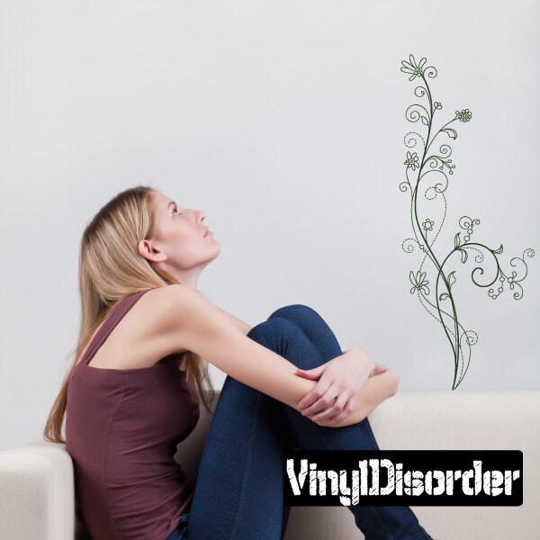 Floral Vine Wall Decal - Fabric Vinyl Removable & Reusable Floralvineuscolor011Et