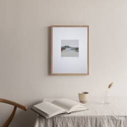 Neutral Landscape Painting Print Minimalist Lake Art - 5x5 In - thumbnail 2