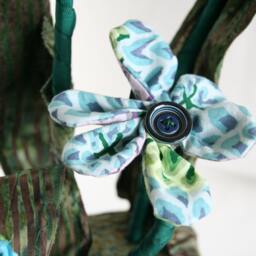 Fiber Art Flower Sculpture, Unique Home Decor, Wedding Centerpiece, Soft Sculpture Fabric Flowers, One Of A Kind Art, Everlasting - thumbnail 3