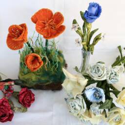 Fiber Art Flower Sculpture, Unique Home Decor, Wedding Centerpiece, Soft Sculpture Fabric Flowers, One Of A Kind Art, Everlasting - thumbnail 4