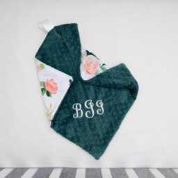 Blushed Coral Floral Personalized Baby Blanket, Minky Blanket With Name, Monogram Girl Gift - thumbnail 3