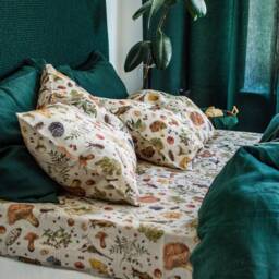 Mushroom Linen Duvet Cover. Linen Duvet With Mushrooms in King, Queen, Twin, Full, Double, Twin Sizes. Botanic Linen Mushroom Bedroom Decor - thumbnail 4