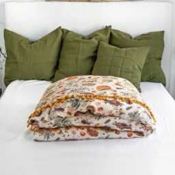 Mushroom Linen Duvet Cover. Linen Duvet With Mushrooms in King, Queen, Twin, Full, Double, Twin Sizes. Botanic Linen Mushroom Bedroom Decor - thumbnail 2