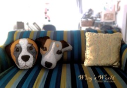 Dog Cushion Saint Bernard Jack Russell Terrier Pillow Felt Machine Embroidered Gift For Dog Lover Decorative Throw - thumbnail 1