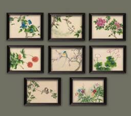 Vintage Oriental Japanese Birds & Flowers Prints Set Of 8 - thumbnail 1