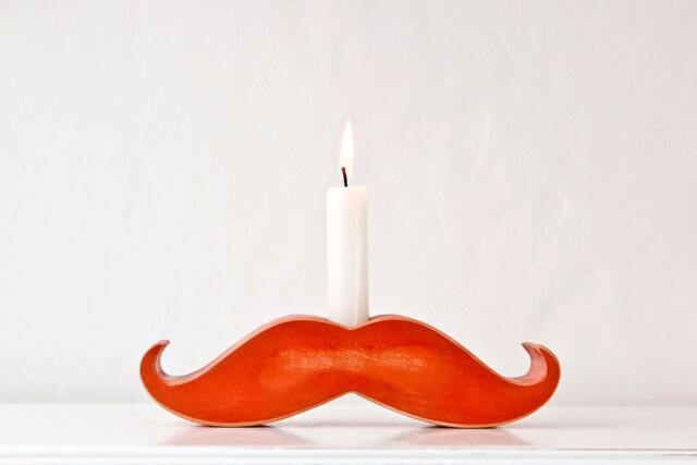 Wooden Moustache Candle Holder - Handmade Irish Red Oak, Unique Funny Gift For Him - image 1