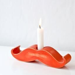 Wooden Moustache Candle Holder - Handmade Irish Red Oak, Unique Funny Gift For Him - thumbnail 2