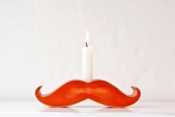 Wooden Moustache Candle Holder - Handmade Irish Red Oak, Unique Funny Gift For Him