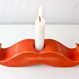 Wooden Moustache Candle Holder - Handmade Irish Red Oak, Unique Funny Gift For Him - thumbnail 3