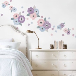 Pastel Flower Wall Stickers Peel & Stick Kids Room Decor - thumbnail 2