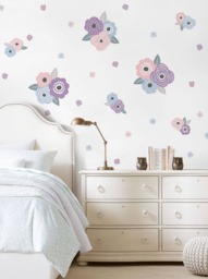 Pastel Flower Wall Stickers Peel & Stick Kids Room Decor - thumbnail 1