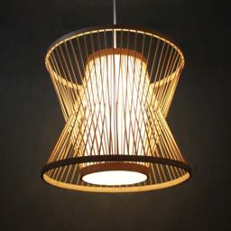 Bamboo Parchment Pendant Light Staggered Form Lampshade - thumbnail 2