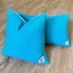 Lilly Loch Velvet & Turquoise Harris Tweed Cushion 16 - thumbnail 4