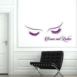 Female Eyes Vinyl Wall Decal Beauty Salon Brows & Lashes Decoration Stickers Mural - #2748Da - thumbnail 2