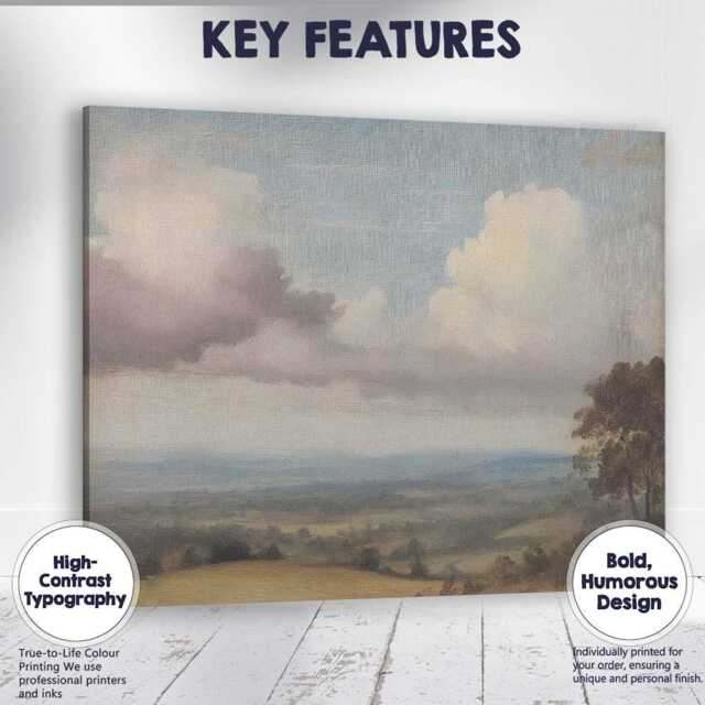 Pastel Countryside Panorama Rolling Hills Cloudscape Landscape Canvas Wall Art Print Decor Picture Ready To Hang - image 1