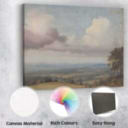 Pastel Countryside Panorama Rolling Hills Cloudscape Landscape Canvas Wall Art Print Decor Picture Ready To Hang - thumbnail 2