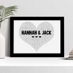 Personalised Love Heart Word Art Print, Valentines, Anniversary Gift, Custom Wall Framed Picture, Present For Husband, Wife Nl - thumbnail 3