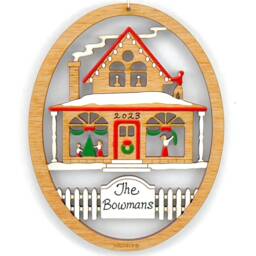 Personalized Family Decorating House For Christmas Ornament-Wood, Laser Cut, Hand Painted - thumbnail 3