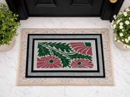 Floral Mid Century Modern Doormat, All-Weather Uv Print