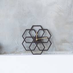 Flower Wall Clock, Floral Geometric Minimalist Modern Wood Mandala Flower Clock - thumbnail 1