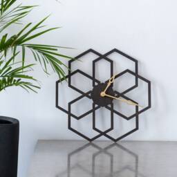 Flower Wall Clock, Floral Geometric Minimalist Modern Wood Mandala Flower Clock - thumbnail 2