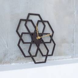 Flower Wall Clock, Floral Geometric Minimalist Modern Wood Mandala Flower Clock - thumbnail 3