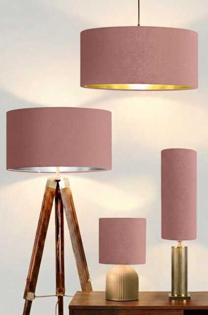 New Handmade Upholstery English Rose Pink Velvet Drum Shape Lamp Shade With Metallic Lining Suitable Tables & Ceiling Lamps - image 1