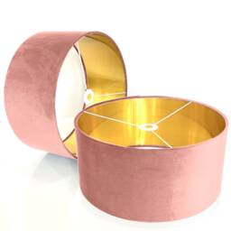 New Handmade Upholstery English Rose Pink Velvet Drum Shape Lamp Shade With Metallic Lining Suitable Tables & Ceiling Lamps - thumbnail 3