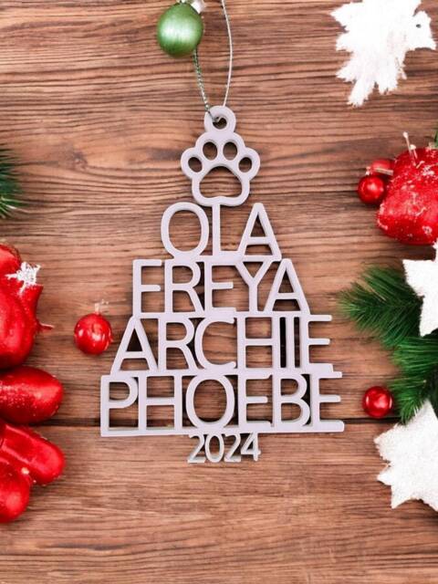 Custom Christmas Tree Pet Decoration - Personalised Names Unique Gift For Dog Or Cat Lovers - image 1