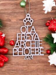 Custom Christmas Tree Pet Decoration - Personalised Names Unique Gift For Dog Or Cat Lovers - thumbnail 1