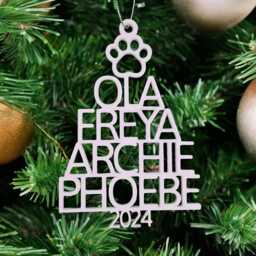 Custom Christmas Tree Pet Decoration - Personalised Names Unique Gift For Dog Or Cat Lovers - thumbnail 3