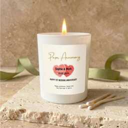 Personalised Paper Anniversary Gift, 1st Wedding Candle, First Gift For Couple - thumbnail 1