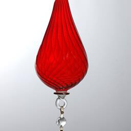 Blown Glass Christmas Ornament - Red Teardrop Xmas Tree Decoration - thumbnail 2