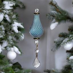 Blown Glass Christmas Ornament - Red Teardrop Xmas Tree Decoration - thumbnail 3