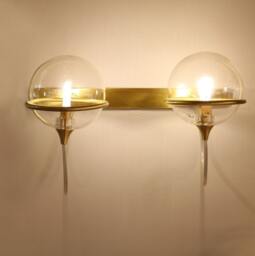 Double Globe Wall Lighting Brass Gold Lamp Vanity Light Fixture, Sconce - Euphoria Model Ranor Design # - thumbnail 1