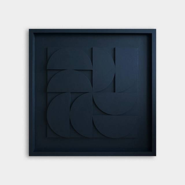 Geometric Relief Wall Sculpture - Mid Century Modern Art - 50x50cm - image 1