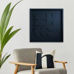Geometric Relief Wall Sculpture - Mid Century Modern Art - 50x50cm - thumbnail 2