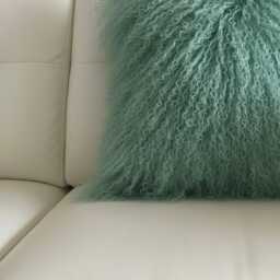 Seafoam Green Mongolian Sheepskin Fur Cushion Made To Order Custom Sizes Double/Single Sided - thumbnail 3