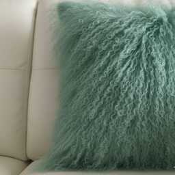 Seafoam Green Mongolian Sheepskin Fur Cushion Made To Order Custom Sizes Double/Single Sided - thumbnail 2