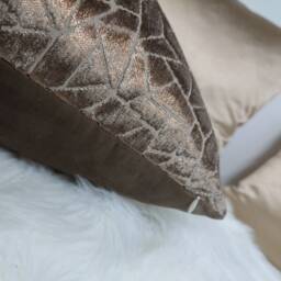 Liana Bronze/Metallic Brown Luxury Cushion Cover Designer Pillow Sham For Sofa, Bed, & Chair New Home Decor Throw - thumbnail 2