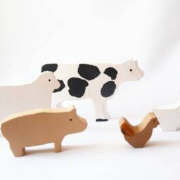 Wooden Stacking Animals Toy Set, Waldorf Wooden Animals, Balance Toy, Balancing Farm Christmas Gift For Kids - thumbnail 2