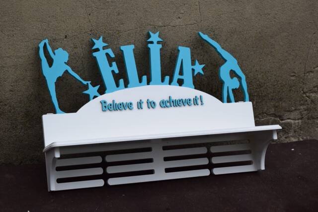 Gymnastics Trophy Shelf Medal Holder Gift For Sport Hanger Customized Personalized Kid Wall Wood Decor Christmas - image 1