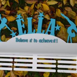 Gymnastics Trophy Shelf Medal Holder Gift For Sport Hanger Customized Personalized Kid Wall Wood Decor Christmas - thumbnail 4
