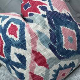 Ikat Style Cushion Cover, Maya John Lewis & Partners Fabric, Soft Teal - Contemporary Look Pillow Cover, Throw Pillow, /Worldwide Shipping - thumbnail 3