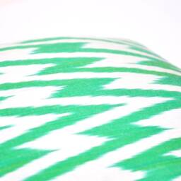 Green Chevron Ikat Pillow Cover, Handloom Silk Cotton Cushion - 20x20 - thumbnail 3