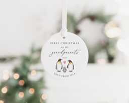 First Christmas As My Grandparents Ornament - Keepsake Bauble Gift Ceramic Baby's Decoration