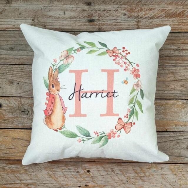 Personalised Peter Rabbit Cushion. Gift For Birthday, Christening, Home Decor, Boy/Girl - image 1