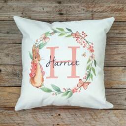 Personalised Peter Rabbit Cushion. Gift For Birthday, Christening, Home Decor, Boy/Girl - thumbnail 1