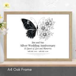 Personalised 25Th Wedding Anniversary Framed Print Silver Gift - A4 Or A3 Size - thumbnail 1