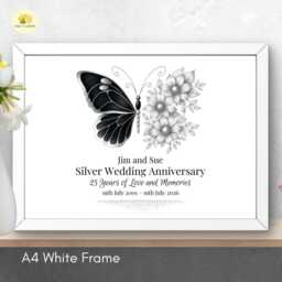 Personalised 25Th Wedding Anniversary Framed Print Silver Gift - A4 Or A3 Size - thumbnail 2